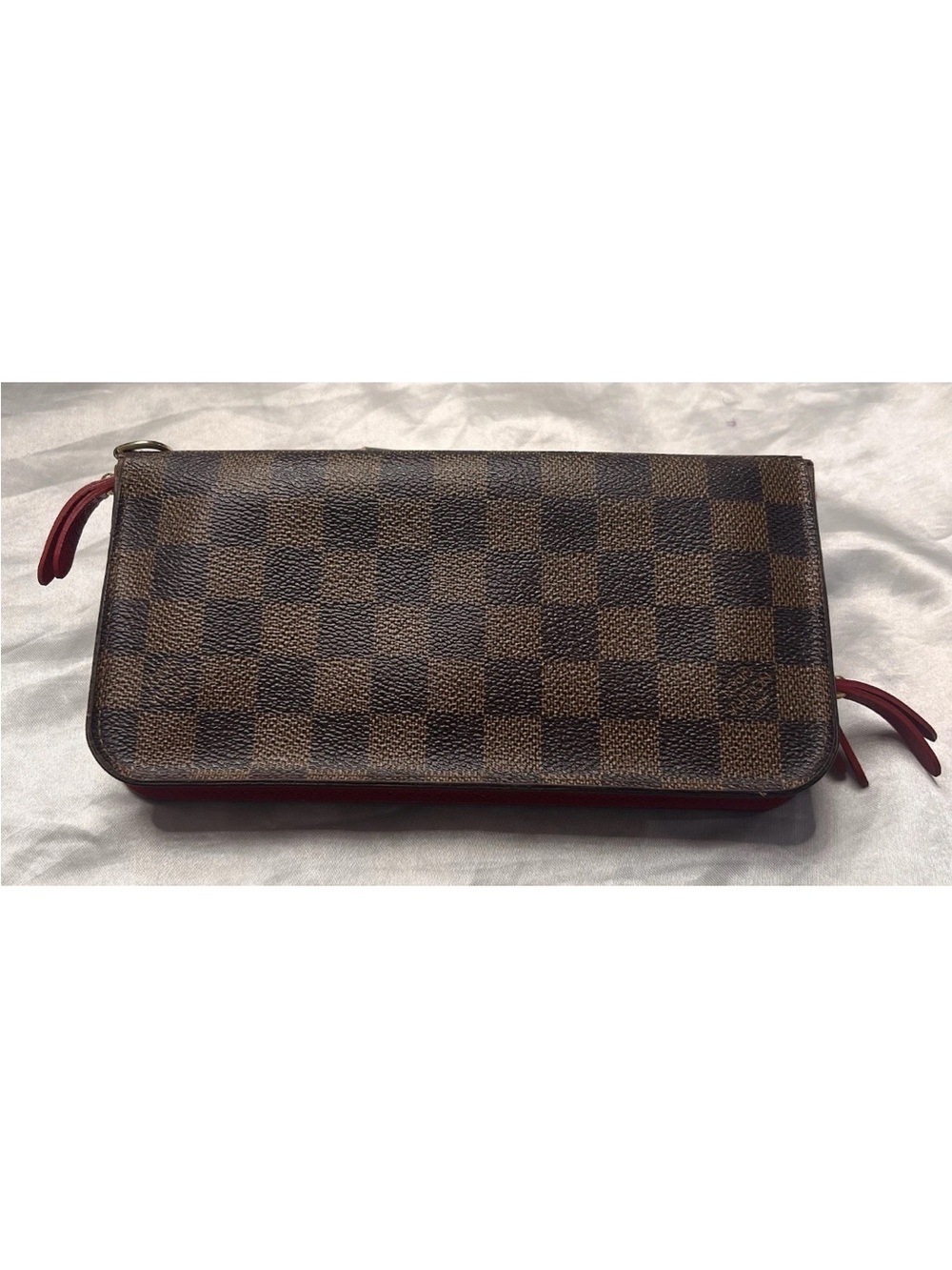 Louis Vuitton Insolite Wallet Damier Ebene Red Interior Long Wallet Authentic